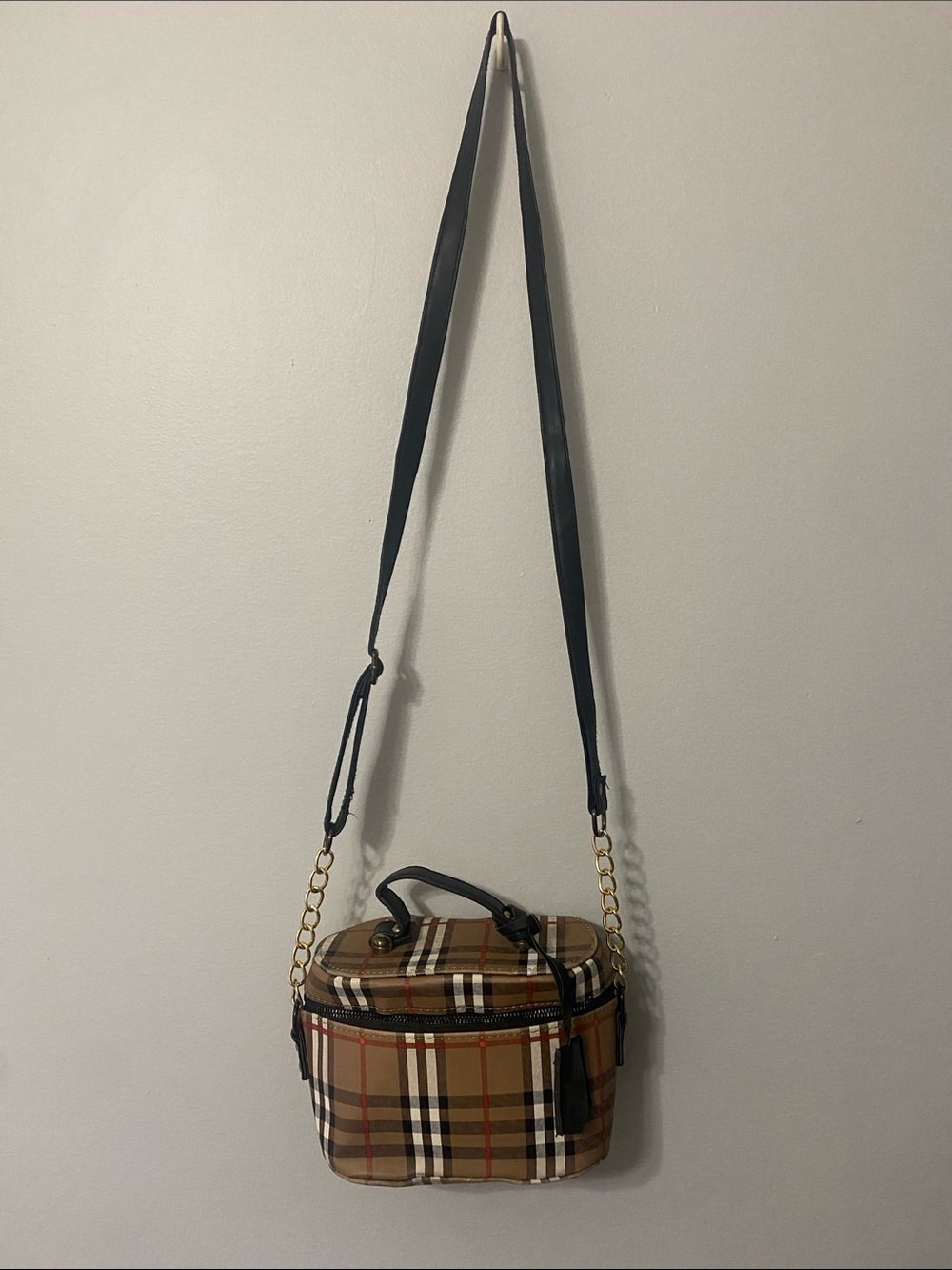 Plaid Crossbody Vanity Bag - Brown - Picture 2 of 9